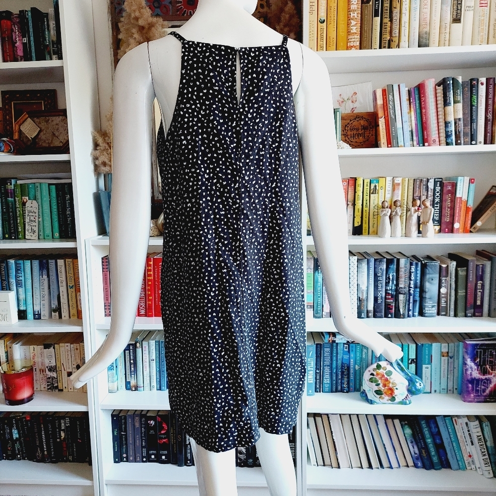 Old Navy | Linen Halter Mini Dress Neutral Leopard Print Keyhole P661 - Picture 5 of 10
